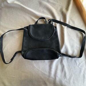 Nine West Genuine Leather Mini Backpack Black Convertible Purse